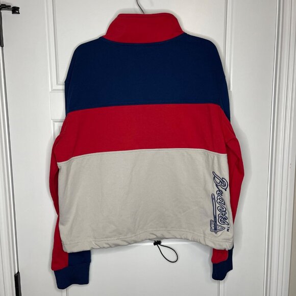 Atlanta Braves The Wild Collective Pullover Women's Size M Red/Navy Color Block - Picture 3 of 9